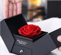Préservé Réel Rose Fleur Roses Éternelles Double Porte Acrylique Bijoux Rose Cadeaux Boîte Saint Valentin Fête Des Mères Cadeaux 2024