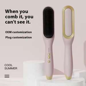 Peigne électrique 2 en 1 pour hommes, <span class=keywords><strong>lisseur</strong></span> et fer à friser, brosse à lisser à ions négatifs et brosse à boucler la <span class=keywords><strong>barbe</strong></span>. - Product Image 5