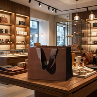Sacs cadeaux en papier recyclable de luxe écologiques avec finition velours, surface mate douce au toucher, logo en feuille d'or, poignée en coton