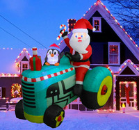 Décorations de Noël gonflables de tracteur d'équitation de père Noël d'intérieur extérieur de pelouse