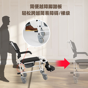เก้าอี้นั่งถ่ายสำหรับผู้สูงอายุ Goodstep, เก้าอี้นั่งถ่ายสำหรับผู้สูงวัย, เก้าอี้รถเข็น, เก้าอี้นั่งถ่ายเคลื่อนที่ทำจากอลูมิเนียมอัลลอยด์, เก้าอี้อาบน้ำ - Product Image 4