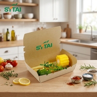 Conteneur alimentaire à emporter personnalisé en kraft biodégradable, conteneur en papier pour la restauration rapide à emporter
