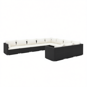 Ensemble de salon de jardin en rotin noir avec structure en acier thermolaqué, mobilier d'extérieur pour jardin, design contemporain - Product Image 1