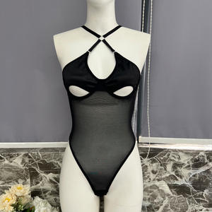 V507gloves Erotica See Through Bodysuit iç çamaşırı olmadan eldiven çorap dantel Intimates erotik iç çamaşırı kadın seksi örgü iç çamaşırı - Product Image 2