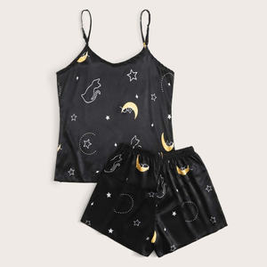 صدريات نسائية بدون أكمام من قطعتين ملابس نوم حريرية للنساء - Product Image 6