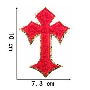 En Stock <span class=keywords><strong>Bible</strong></span> Croix Patch Fer sur Broderie Chenille Paillettes Glod Bord Applique Christian Patches pour Vêtements - Product Image 5