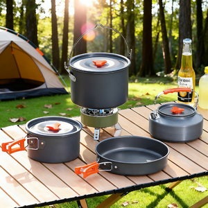 Gıda Sınıfı <span class=keywords><strong>Al</strong></span>üminyum Alaşımlı Kamp Tencere Seti Isıya Dayanıklı Kolay Temizlenir Taşınabilir Saklama Çok Fonksiyonlu Piknik Yürüyüş Dayanıklı - Product Image 5