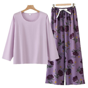 Ensemble décontracté deux pièces pour femme : haut ample à manches longues et pantalon large imprimé – Idéal printemps-automne - Product Image 4