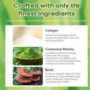 Cápsulas de Matcha Latte com Colágeno Reishi OEM, Pó de Matcha de Grau Cerimonial 5A, Apoia a Saúde da Pele, Cabelo e Unhas - Product Image 3