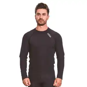 Mens Long sleeve Rash Guard in Black Quick dry, Stretchable, soft, lightweight with UV Protection