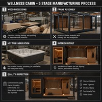 Cabine de bien-être extérieure 3-en-1 : sauna, hammam, piscine à eau chaude, vestiaire, intérieur en cèdre rouge premium, écologique, solaire