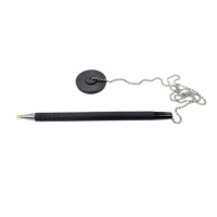 Stylo de bureau sécurisé avec chaîne et base adhésive, anti-perte, pour comptoir, banque, hôtel, bureau, réception, enregistrement