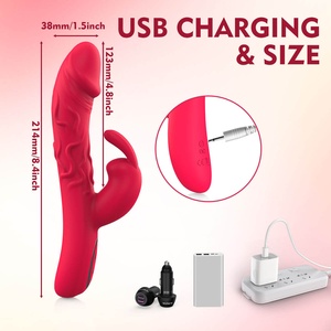 Rabbit Vibrator Weibliches Sexspielzeug mit Starkem Vibrationsgefühl Erwachsenenprodukt zur Stimulation von Klitoris und G-Punkt Masturbator mit <span class=keywords><strong>Penis</strong></span>-Simulation - Product Image 4