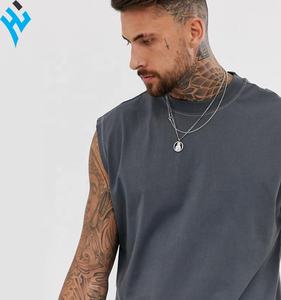 Hot Selling .Quick Dry Breathable Plain Blank Grey Oversized Dropped Armholes <b>Tank</b> <b>top</b> Fitness Men - Product Image 3