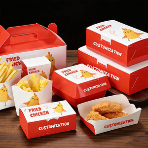 Scatola di Carta Personalizzata per Alimenti, Confezione Pieghevole in Cartone per Patatine Fritte, Pollo, Hamburger da Asporto con Logo Stampato - Product Image 1