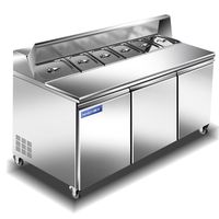 Réfrigérateur commercial HENGZHI pour préparation de salades, refroidissement par air, 1,2 m, 6 bacs GN, table froide en acier inoxydable, charcuterie, sandwicherie, café