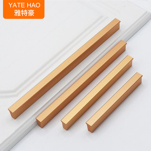 Modern Minimalist Cabinet <b>Door</b> Handles Gold Matte <b>Black</b> Aluminum Alloy Extended 1M For Wardrobe Drawer - Product Image 1