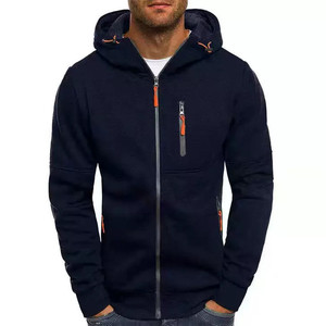 Venta al por mayor de fábrica personalizada Unisex Zip-up Fleece Hoodie Stand Collar <span class=keywords><strong>con</strong></span> decoración de bolsillo XL Size Plain Blank Men's Jacket - Product Image 3