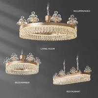 Lustre en cristal doré Zeal Lighting, luminaire suspendu rond à LED avec décor en grappe de raisins pour salon