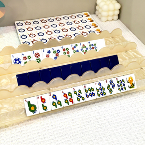 Jeu de Mahjong Américain Bleu à Trois Couches en Acrylique, Thème Coupe de Football, Tuiles de Jeu Transparentes Personnalisées, Pieds Métalliques Pliants, 4 Joueurs - Product Image 1