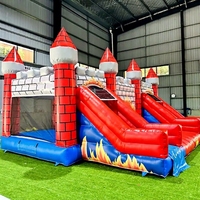 Château gonflable commercial Kaluen en PVC avec double toboggan, pour enfants, idéal pour la location de fêtes et les événements en plein air