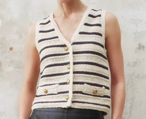 Gilet Cardigan Casual Casual da donna con chiusura a bottone monopetto a strisce sottili primavera - Product Image 3