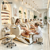 Équipement de beauté des ongles multifonctionnel avec lumière LED, massage, manucure, spa pour les pieds, chaise de pédicure avec bol