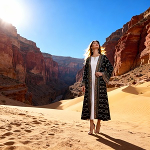 Robe Abaya de Luxe en Polyester Imprimée avec Strass Thermocollants pour Femmes Musulmanes – Vente en Gros Personnalisée - Product Image 3