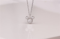 Collier Mickey simple pour fille, polyvalent, adorable, entièrement serti de diamants, souris en argent sterling S925, chaîne de clavicule