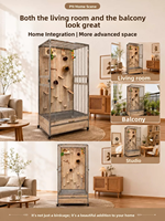 Cage d'élevage mobile de luxe en acier inoxydable avec panneau en bois de caoutchouc et verre trempé pour pigeons et perroquets, grand espace