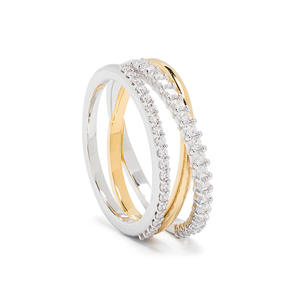 Bague SPJ en argent sterling 925, best-seller, avec trois bandes croisées, zirconiums 5A étincelants, anti-ternissement, pour femme - Product Image 3