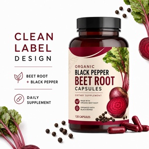 Capsules de Poivre Noir Biologique et Racine de Betterave de Haute Qualité, Extrait 50:1, pour Adultes, Antioxydant, Soutien Immunitaire, Vitamines B9, 60 gélules - Product Image 5