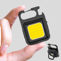 Senter COB Mini LED 3 mode, gantungan kunci senter portabel USB dapat diisi ulang untuk memancing, berjalan dan berkemah