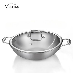 Poêle de cuisson professionnelle en acier inoxydable à trois couches <span class=keywords><strong>Wok</strong></span> meilleure poêle à frire antiadhésive - Product Image 1