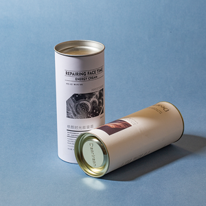 Cilindro de tamaño personalizado Muestra Artesanía reciclada Logotipo Regalo Grado alimenticio Especias Embalaje redondo Papel Kraft Tubo de cartón Caja de tapa de metal