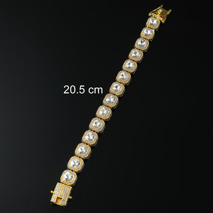 Full Rock Sugar Chain Beard Buckle Hip Hop <b>Bracelet</b>, Summer Splicing Square Rhinestone Cuban <b>Bracelet</b> Men Tanjing Fashion - Product Image 2