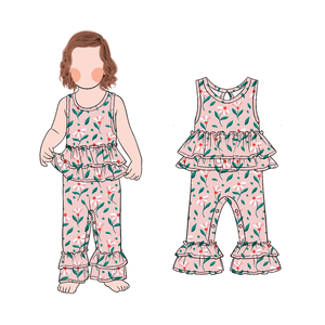 Romper Bayi Perempuan Cantik Bermotif Bunga, Pakaian Musim Panas, Tanpa Lengan, Berumbai, Kancing Tekan, Terlaris - Product Image 6