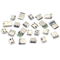 Connecteur de prise USB Type C 6 broches femelle SMD Mini-USB pour la charge de téléphones portables avec coque en acier inoxydable et placage or 220V