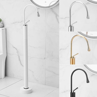 Fabricant de gros robinet de baignoire haut débit or rose colonne en cuivre doux brossé côté baignoire vertical chaud et froid
