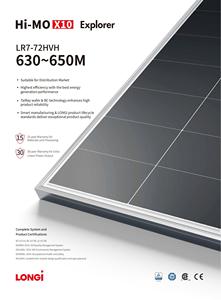 Precio al por Mayor de Paneles Solares LONGi LR7-72HVH 630-650M, Módulos Solares Tipo N de 144 Medias Celdas con Voltaje Máximo de Sistema de 1500VDC - Product Image 2