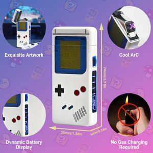 Briquet à gaz rechargeable au design rétro créatif avec charge USB, flamme double arc coupe-vent pour cigarettes - Product Image 2