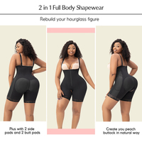 Coussin une pièce Powernet rehausseur de fesses Faja court respirant 4 pièces amovible rembourré Hip Shaper Butt Lifter Shapewear pour les femmes