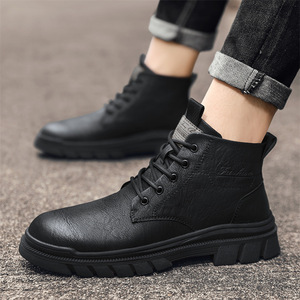 Botas para Hombre, Altura al Tobillo, Punta Redonda, Microfibra, Cierre de Cordones, Suela de Goma Antideslizante, Color Sólido, Casuales, para Exteriores - Product Image 2