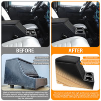 Boîte de rangement en cuir de luxe certifiée E-mark avec double porte-gobelets pour accoudoir Land Rover Defender 4x4