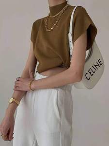 Novità 2026: T-shirt a Maniche Corte Primaverile ed Estiva, Maglia a Collo Alto Mezzo Zip, Canotta Larga da <span class=keywords><strong>Donna</strong></span> - Product Image 5