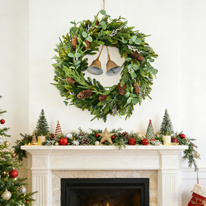 <span class=keywords><strong>Couronne</strong></span> <span class=keywords><strong>de</strong></span> Noël <span class=keywords><strong>de</strong></span> 24 pouces (60 cm) avec des cônes <span class=keywords><strong>de</strong></span> pin et des clochettes, <span class=keywords><strong>couronne</strong></span> artificielle <span class=keywords><strong>en</strong></span> feuilles persistantes pour porte d'entrée - Product Image 4