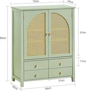 Pasillo Zapatero Comedor Sala de estar Gabinete de almacenamiento Aparador con 2 puertas 4 cajones <span class=keywords><strong>Verde</strong></span> - Product Image 4