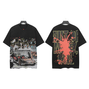 Camiseta Oversize de Streetwear con Gráfico Alienígena OVNI y Estampado Psicodélico de Sol, Estilo Urbano Hypebeast, de Algodón - Product Image 3