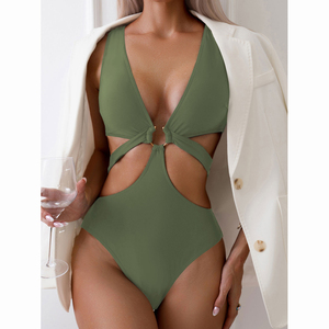 Sexy Creux Solide Couleur 2025 Mode Une Pièce Bikini Mince Dos Nu Maillot De Bain Sans Taille D'été Maillots De Bain - Product Image 3