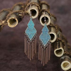 Geometric Alloy <b>Drop</b> Earrings Antique <b>Bronze</b> Plated Bohemia Style Women's Fashion Jewelry For Casual Wear - Product Image 2